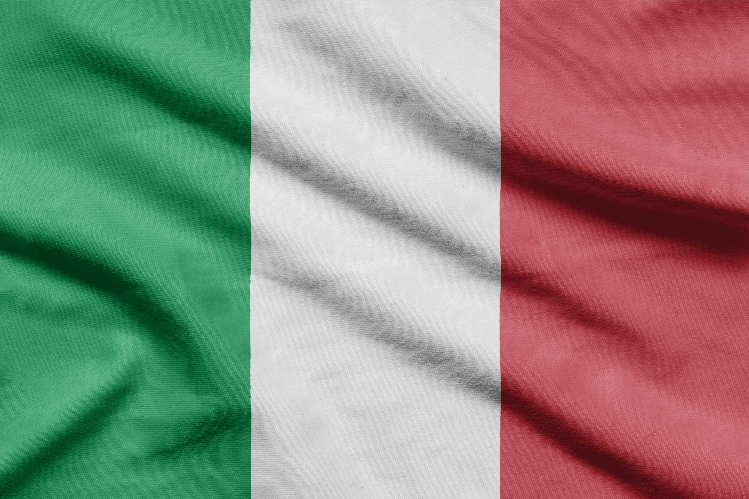 Flag of Italy on wavy fabric.